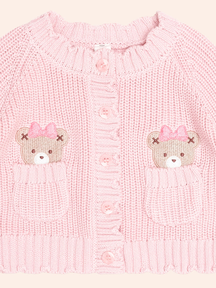 Huxbaby Baby Pink Fisherman Cardi in Baby Pink - photo 2 of 3