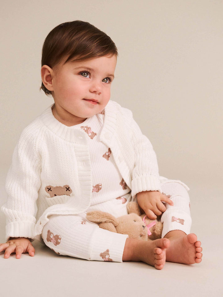 Huxbaby Newborn Peekaboo Hux Cardi in Almond Milk - photo 2 of 4