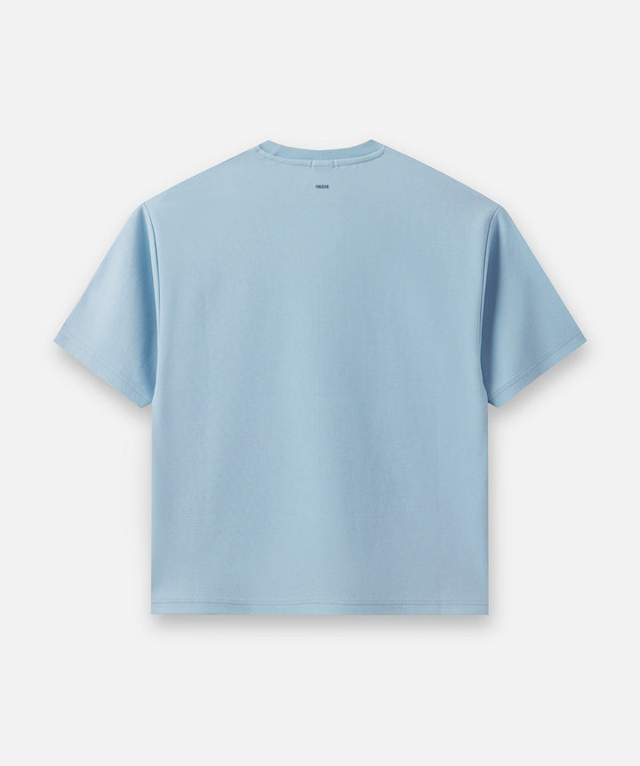 The Indie Newport Tee in Day Blue - detail