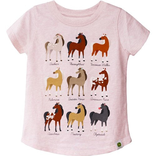 John Deere - Kids Horse Breeds Tee - Pink