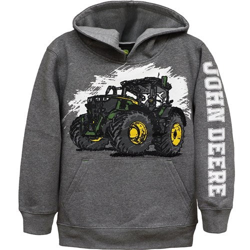 John Deere - Sketch Tractor Fleece Hoodie - Grey