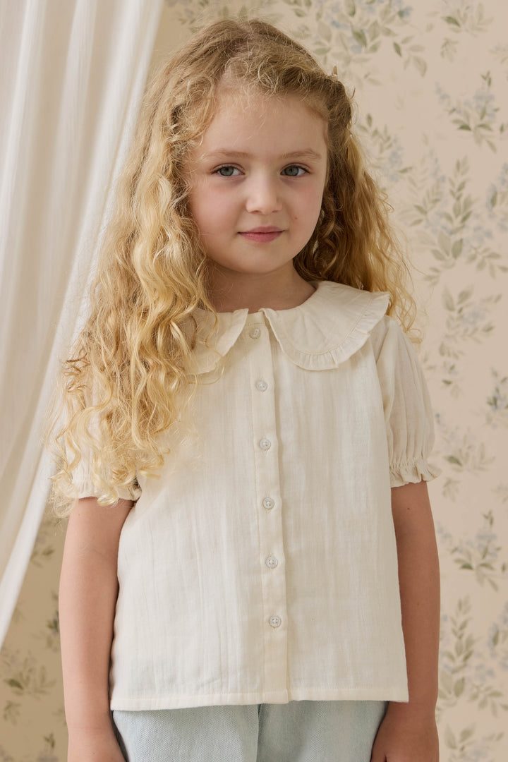 Jamie Kay Organic Cotton Muslin Bowie Blouse - Parchment