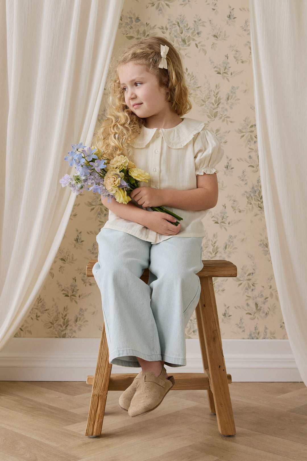 Jamie Kay Organic Cotton Muslin Bowie Blouse - Parchment