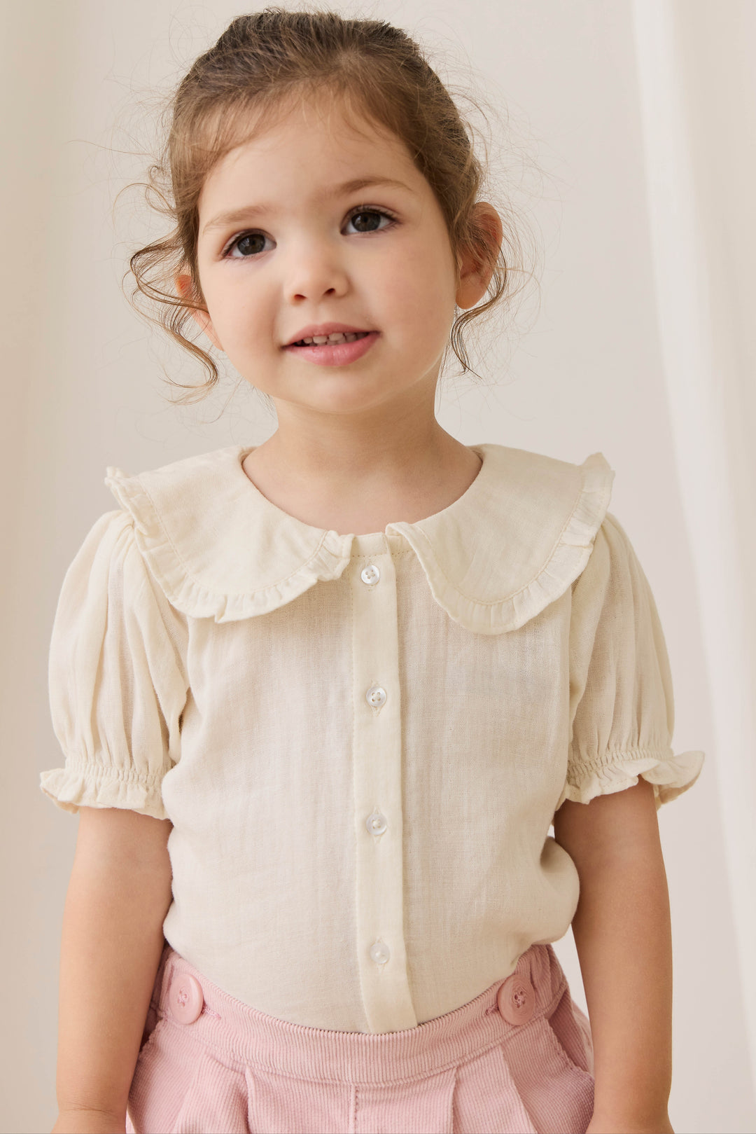 Jamie Kay Organic Cotton Muslin Bowie Blouse - Parchment