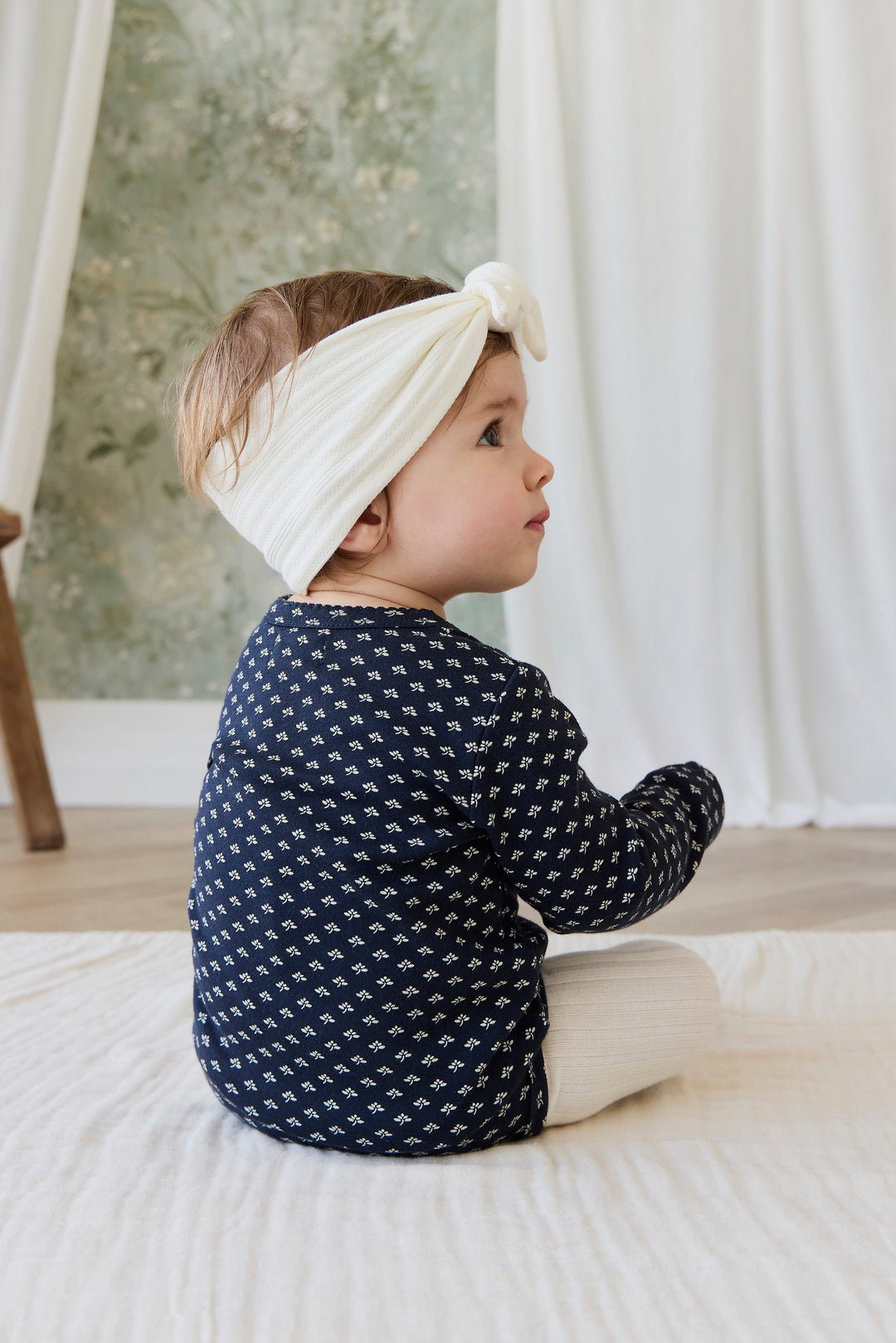 Jamie Kay Organic Cotton Pointelle Headband - Parchment