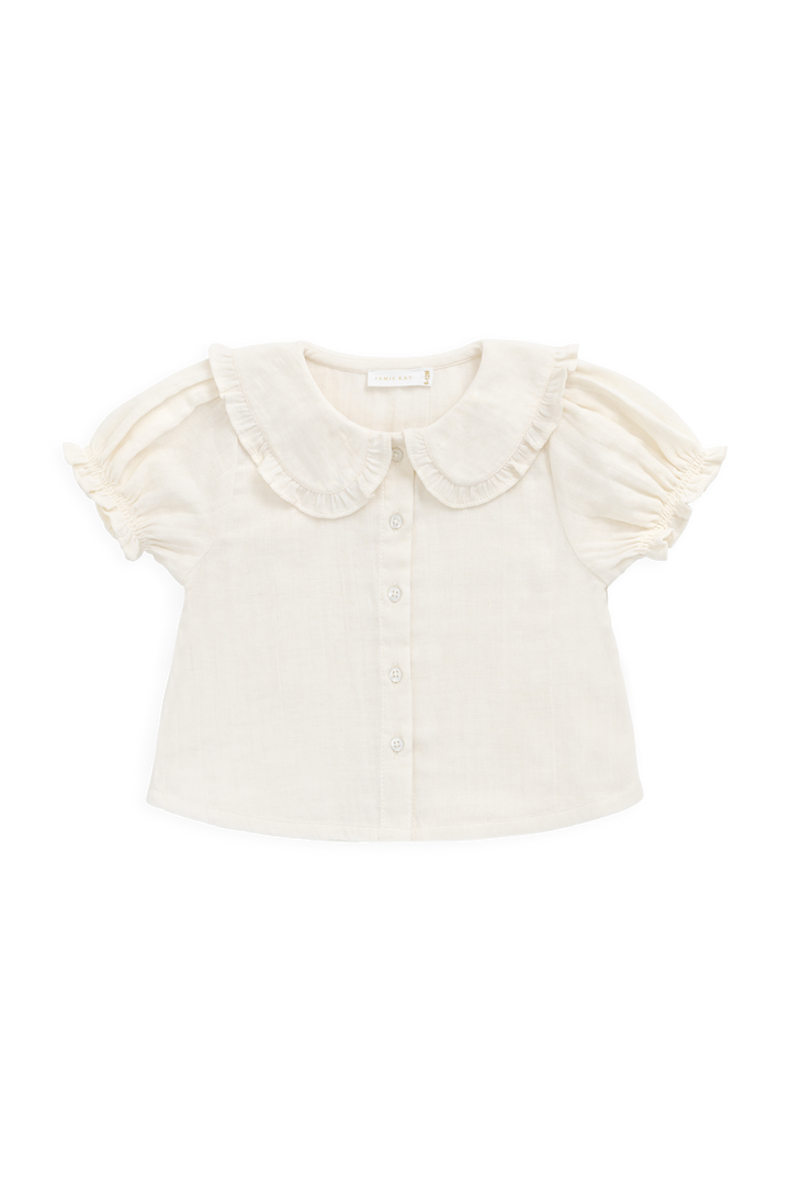 Jamie Kay Organic Cotton Muslin Bowie Blouse - Parchment