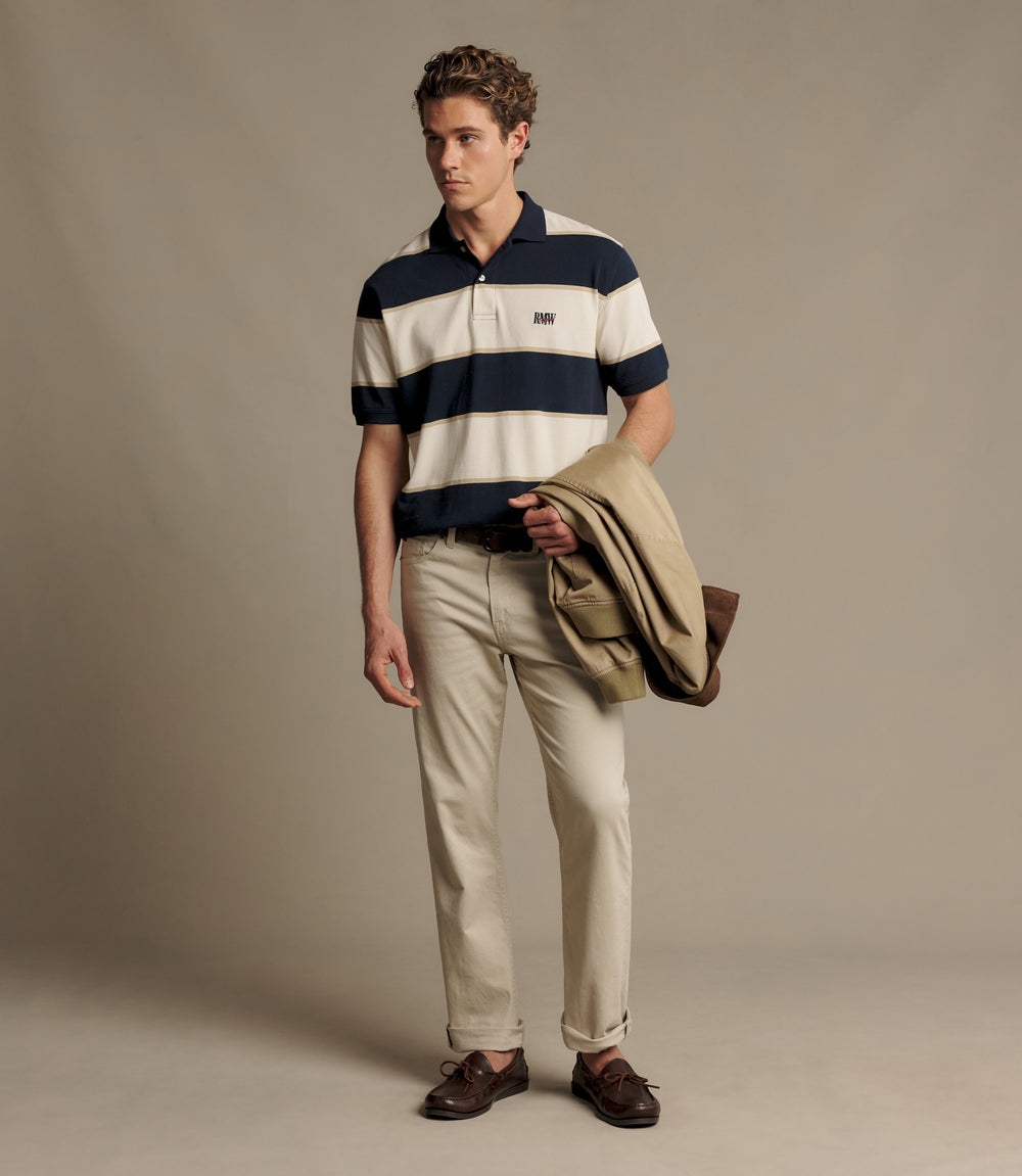R.M.Williams Balmain stripe polo - Ecru/Navy - view 2