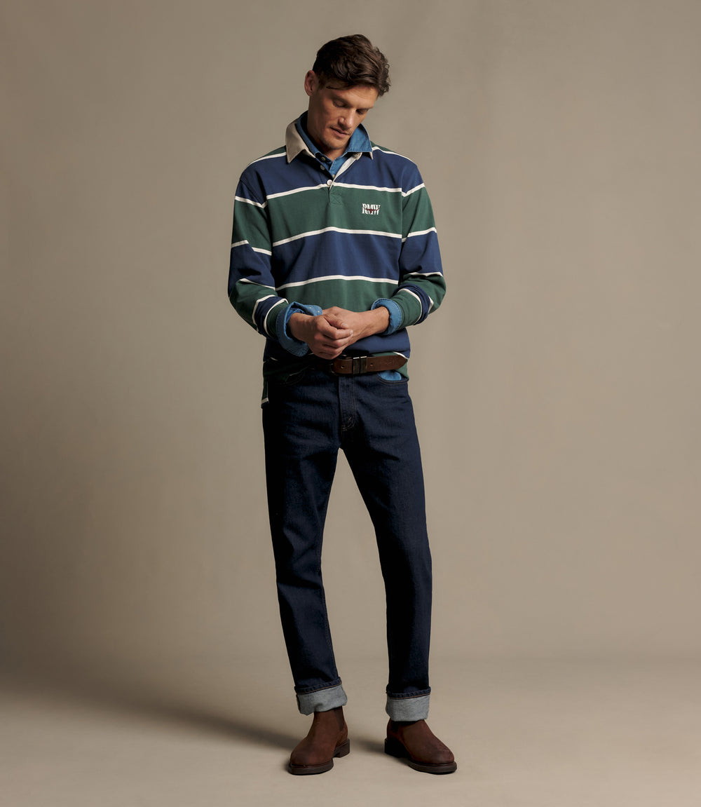 R.M.Williams Balmain stripe rugby - Pine/Blue - view 2