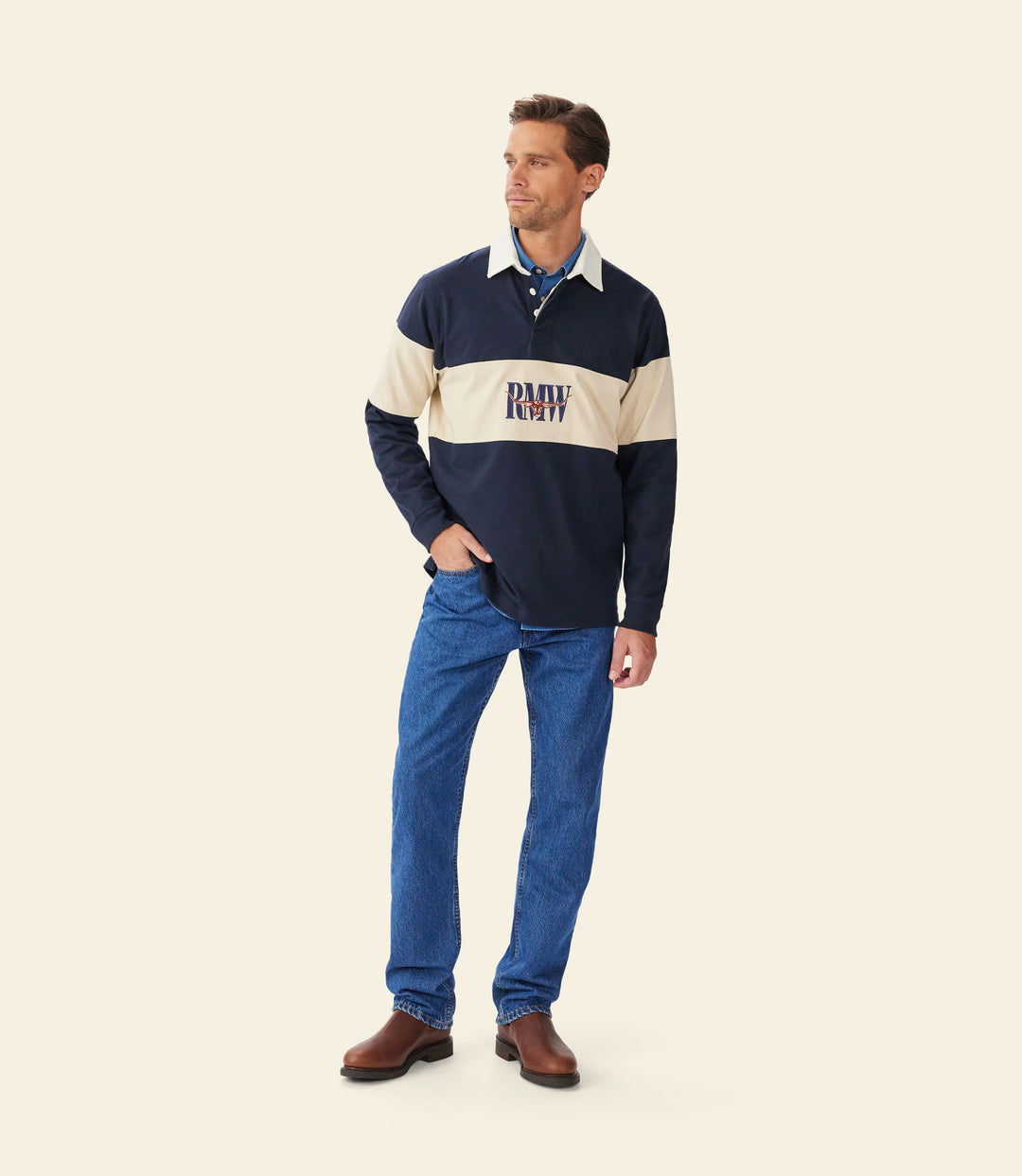 R.M.Williams Heritage Rugby - Navy/Sand - view 3