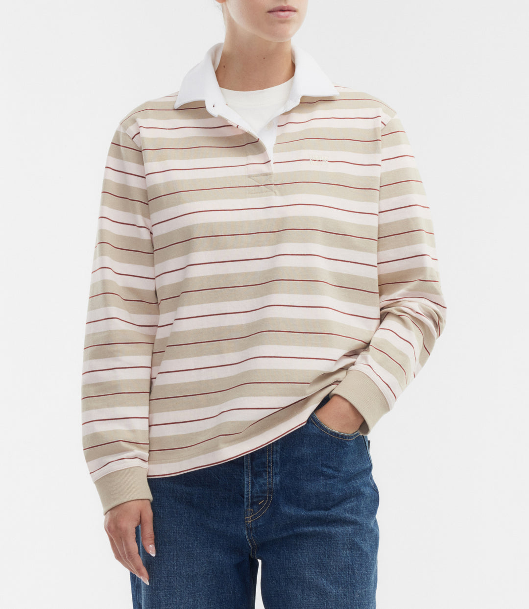 R.M.Williams Narran Stripe Rugby - Light sand pink