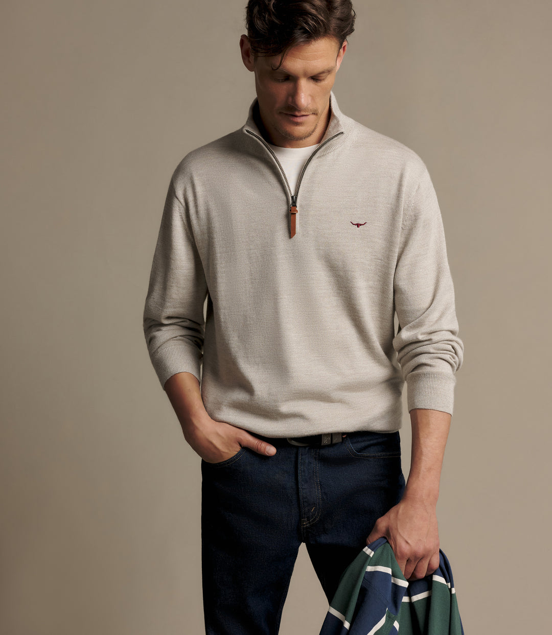 R.M.Williams Ernest quarter-zip knit - Tan - view 3
