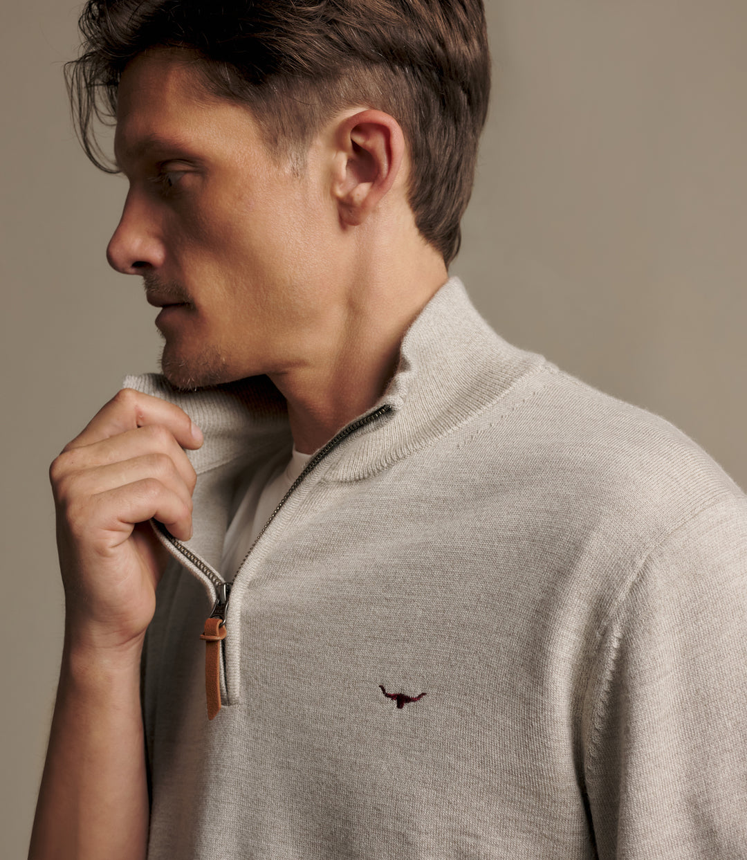 R.M.Williams Ernest quarter-zip knit - Tan - view 4