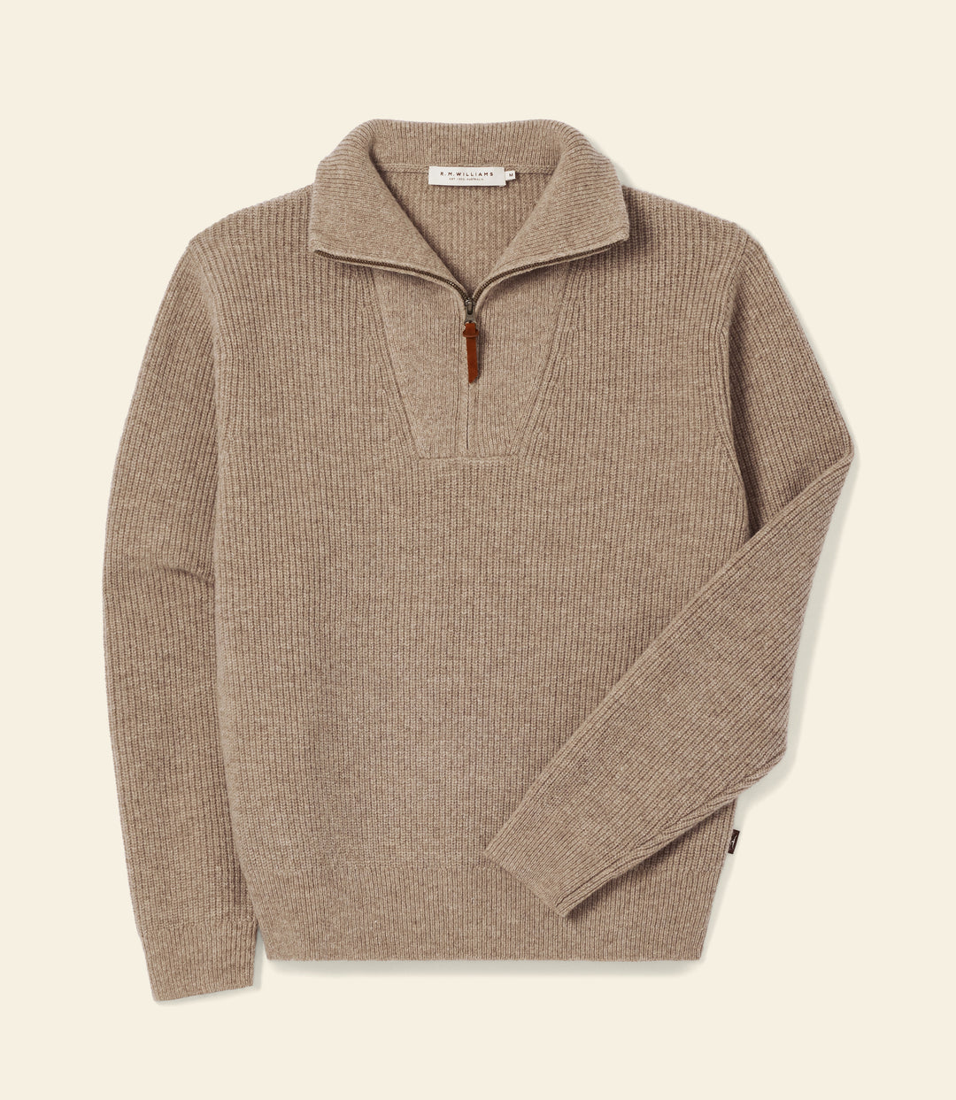 R.M.Williams Linton Lambswool 1/4 Zip Knit - Sand