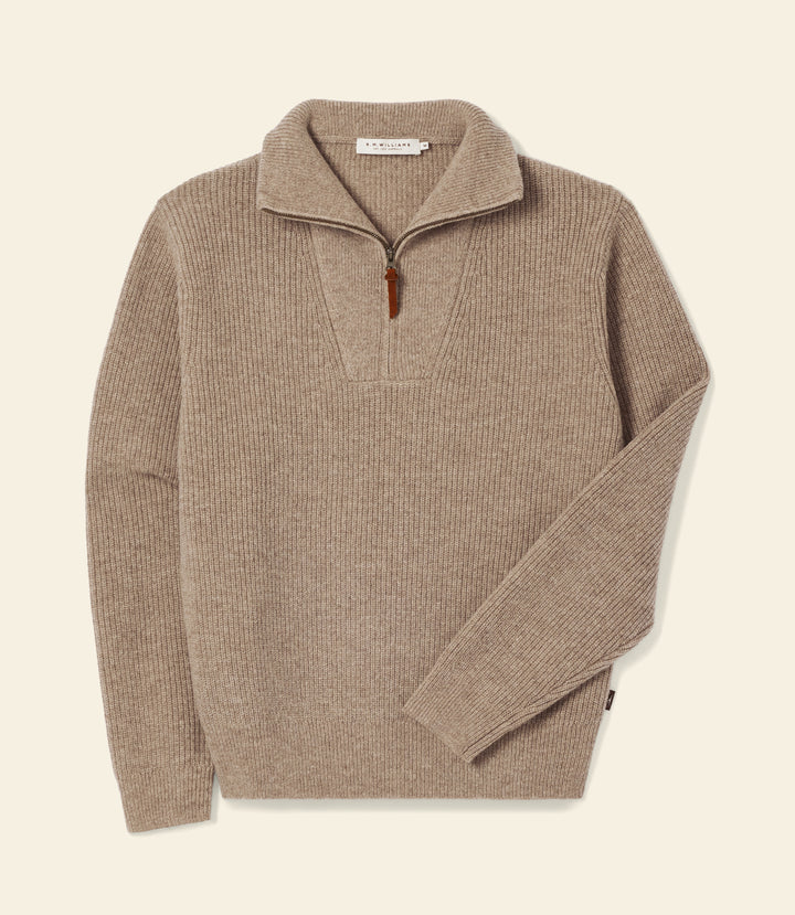 R.M.Williams Linton Lambswool 1/4 Zip Knit - Sand