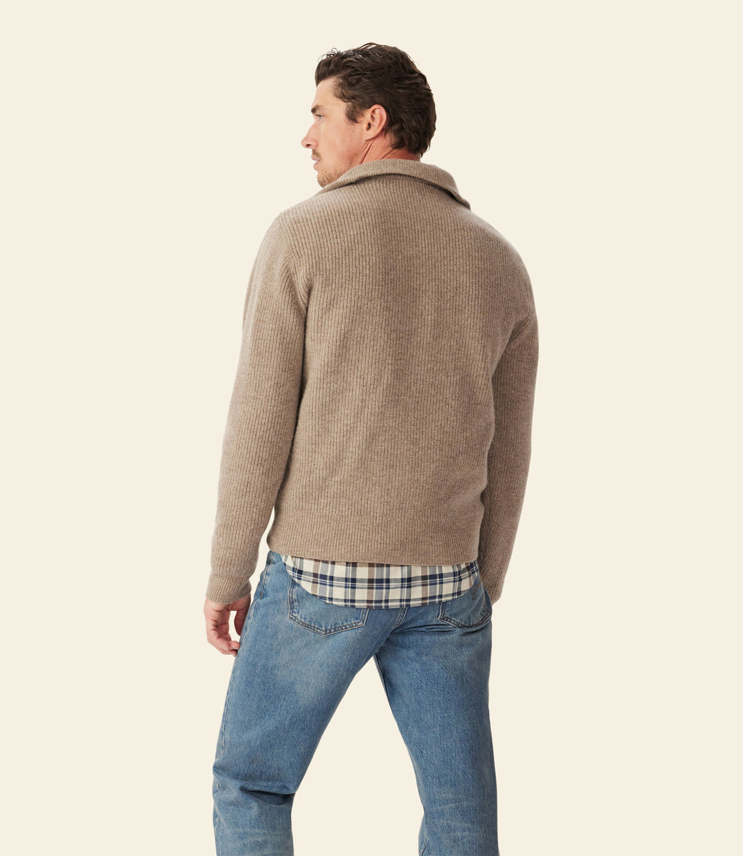 R.M.Williams Linton Lambswool 1/4 Zip Knit - Sand - view 4