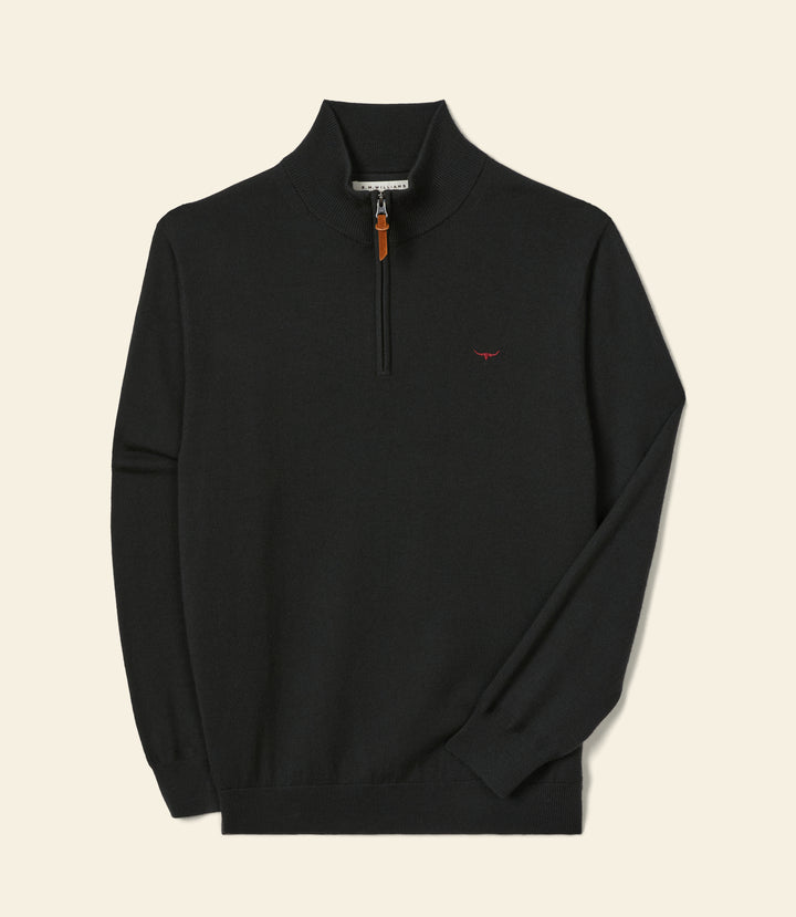 R.M.Williams Ernest Merino 1/4 Zip Knit - Forest Green
