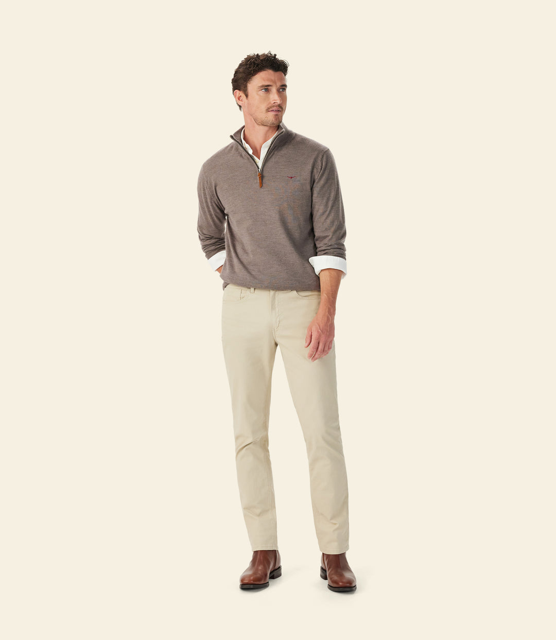R.M.Williams Ernest 1/4 Zip Knit - Nutmeg - view 3