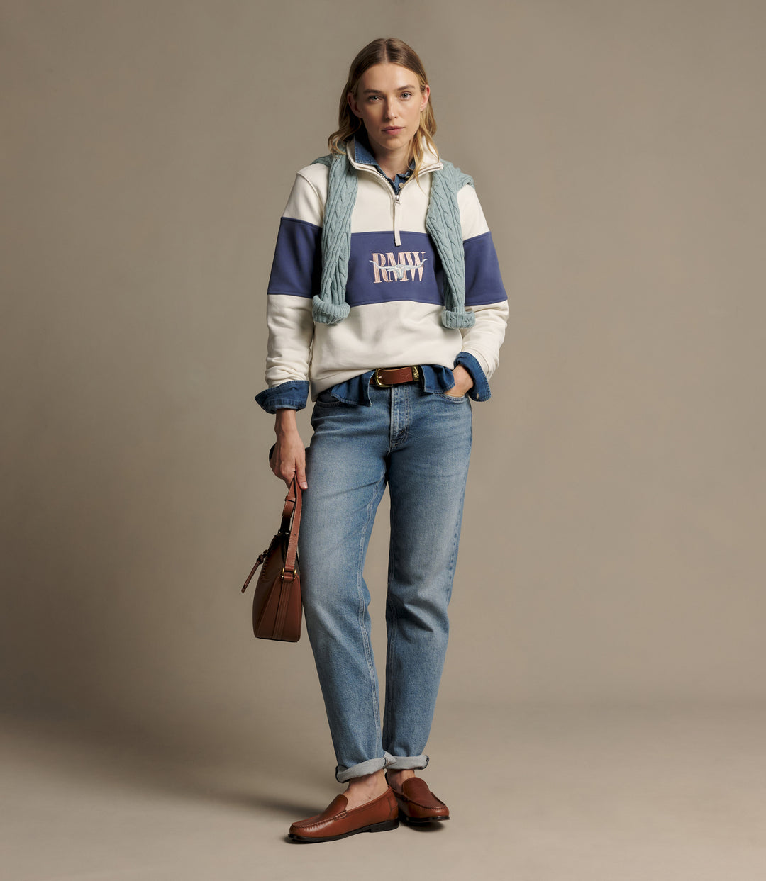 R.M.Williams Trickett 1/4 Zip Sweatshirt - Ivory - view 2
