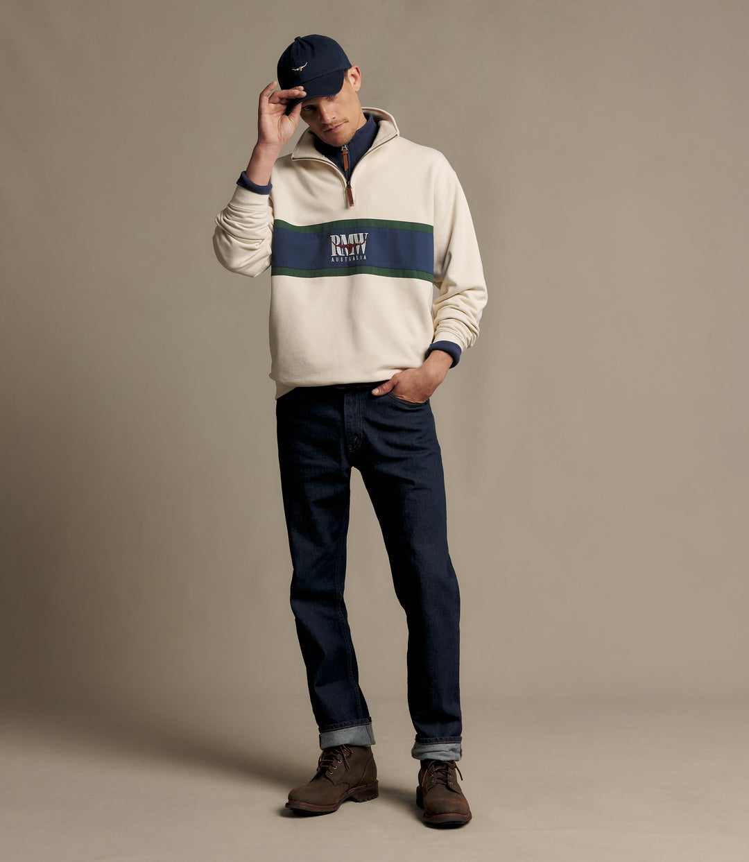 R.M.Williams Classic R.M.W. quarter-zip - Ecru - view 2