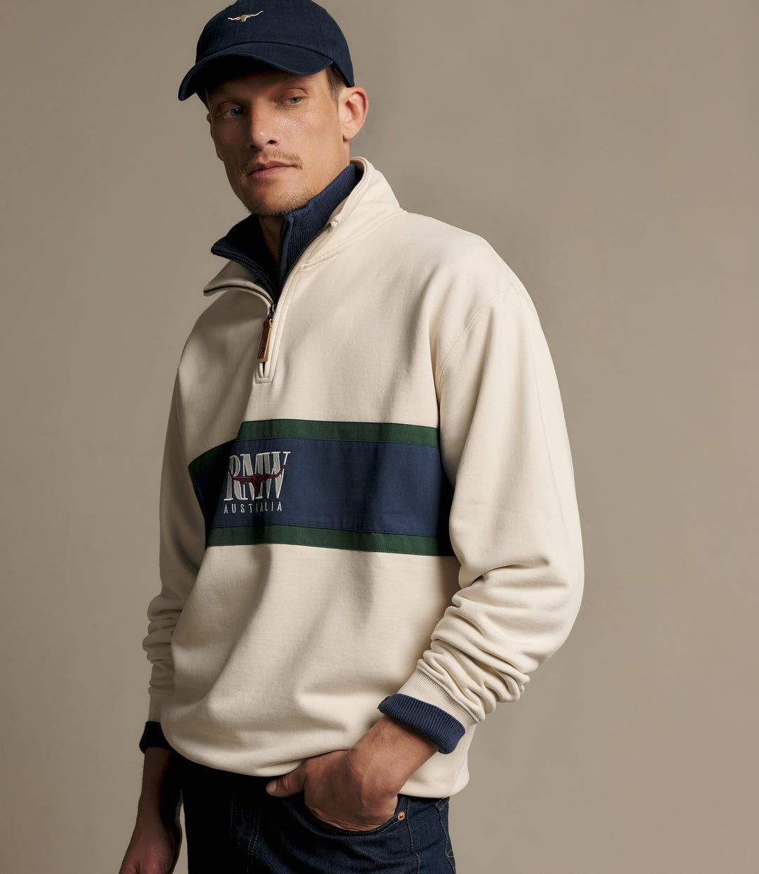 R.M.Williams Classic R.M.W. quarter-zip - Ecru - view 3