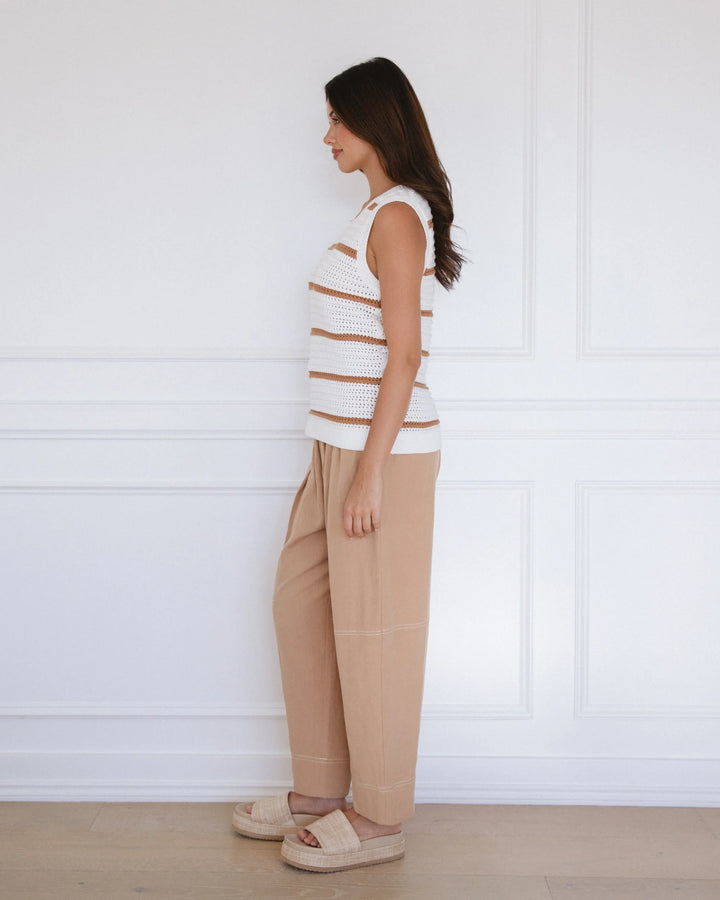 Label of Love Stitched Up Knit Tank - White Base Honey Stripe - photo 2 of 3