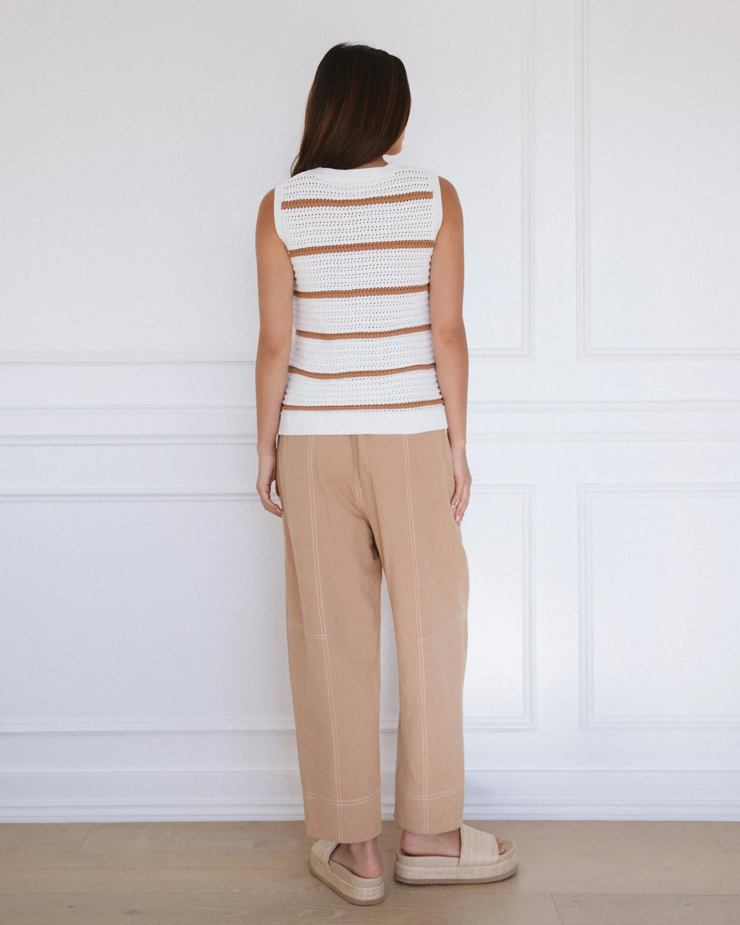 Label of Love Stitched Up Knit Tank - White Base Honey Stripe - photo 3 of 3