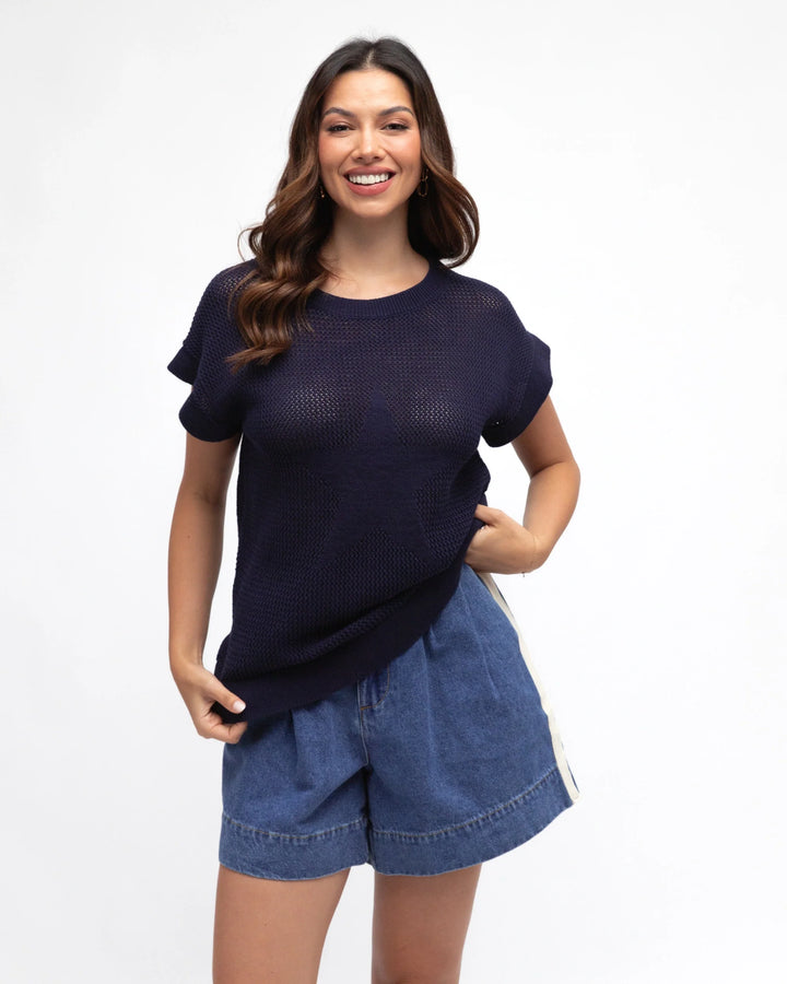 Label of Love Miley Knit Top - Navy - photo 1 of 4