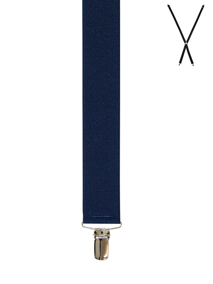 Buckle - Solid Colour Suspenders X-Back Nickel Clips - Navy