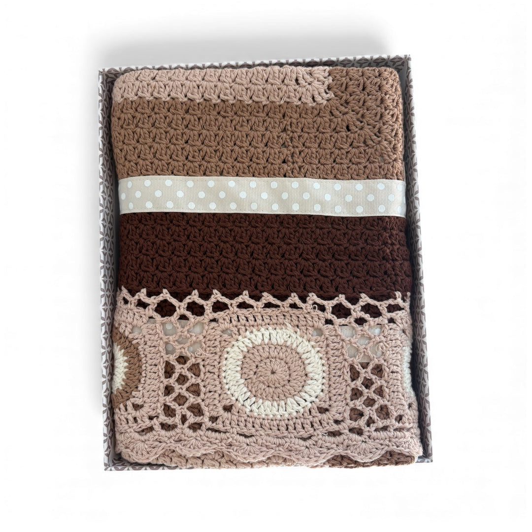 Hand Crochet Cot Blanket - Chocolate by and the little dog laughed - photo 1 of 7