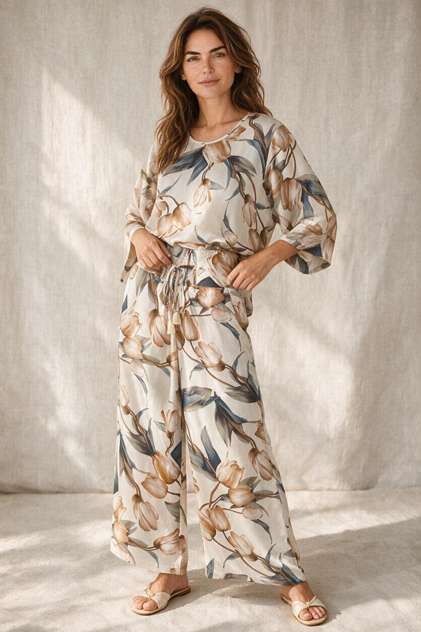 Mango Sunrise - Paradise Pants - Magnolia Print