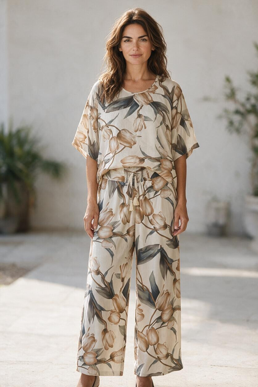Mango Sunrise - Paradise Pants - Magnolia Print