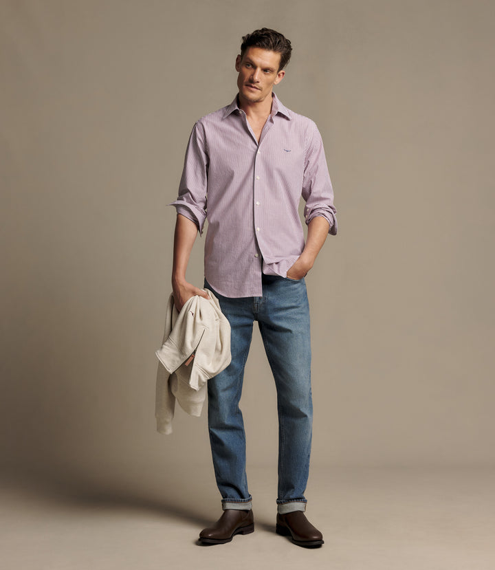 R.M.Williams Sommers Poplin Stripe Shirt - Rust