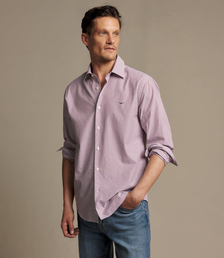 R.M.Williams Sommers Poplin Stripe Shirt - Rust