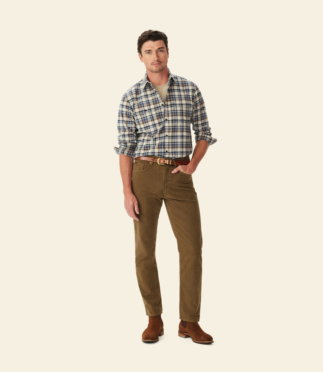 R.M.Williams Orion Brushed Check Shirt - Terracotta - view 3