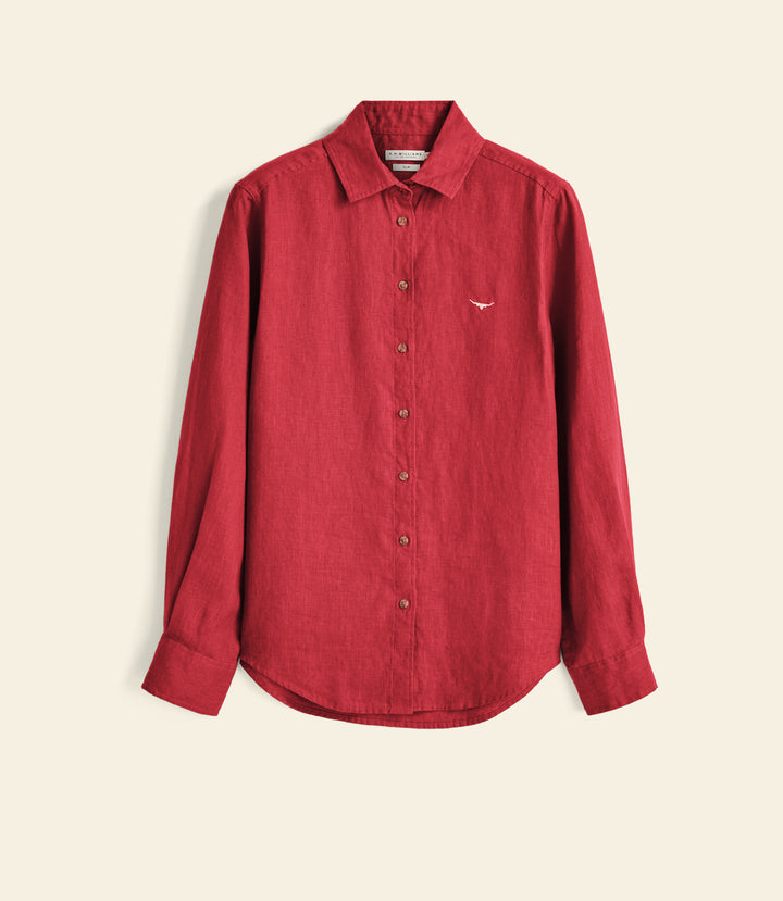 R.M.Williams Olney linen shirt - Scarlet