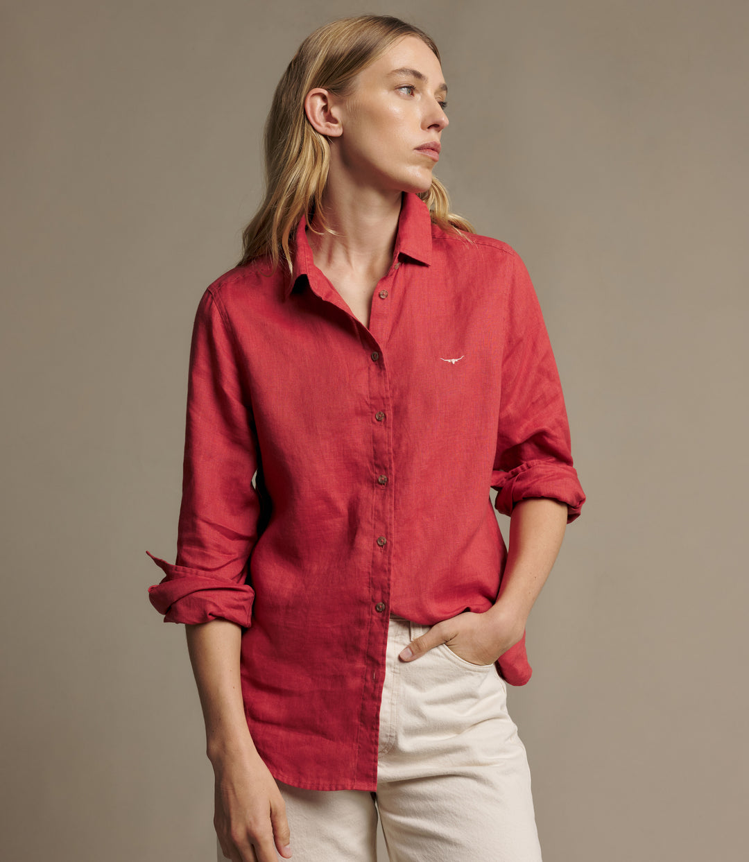 R.M.Williams Olney linen shirt - Scarlet - view 3