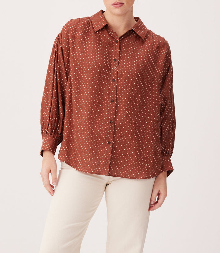 R.M.Williams Paris Printed Linen Shirt - Dark Red Sand