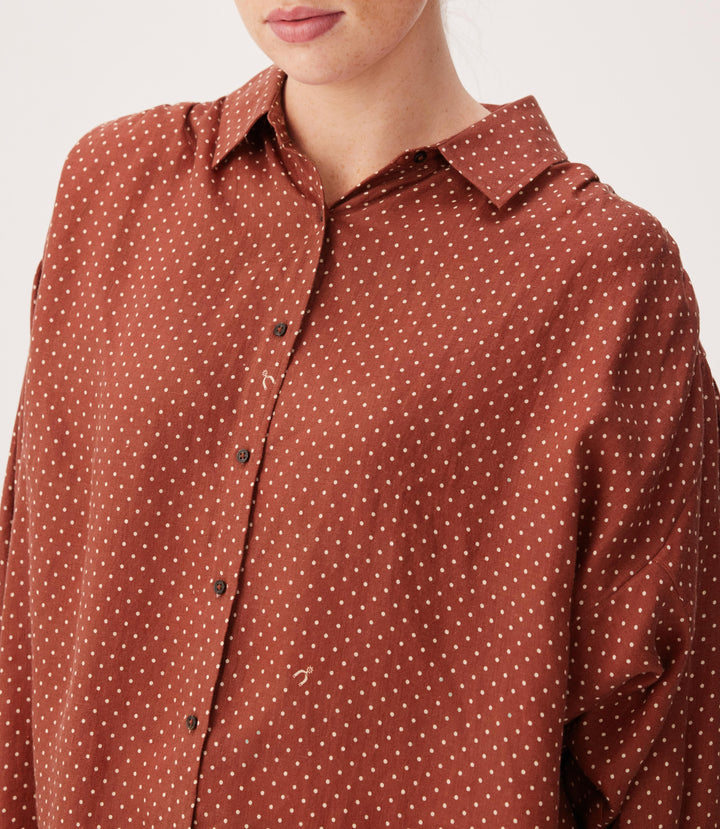 R.M.Williams Paris Printed Linen Shirt - Dark Red Sand - view 3