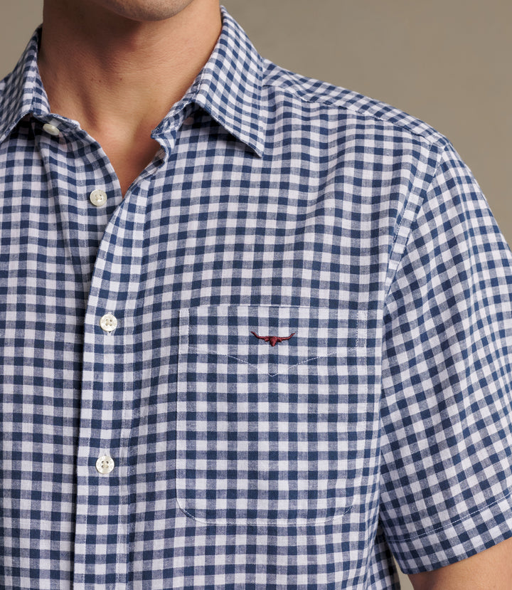 R.M.Williams Johnson check short sleeve shirt - Navy