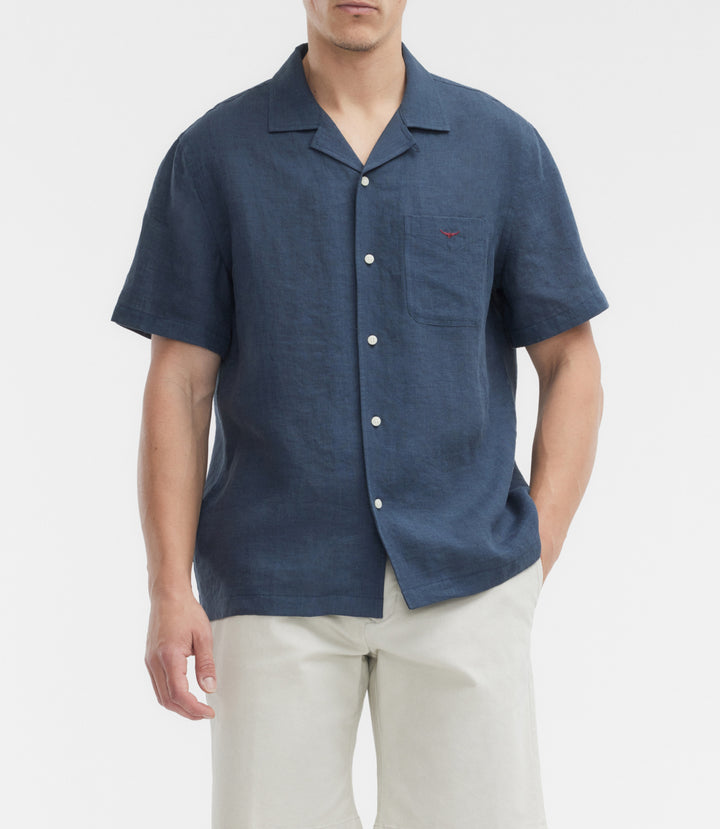 R.M.Williams Newman linen resort short sleeve shirt - Ink