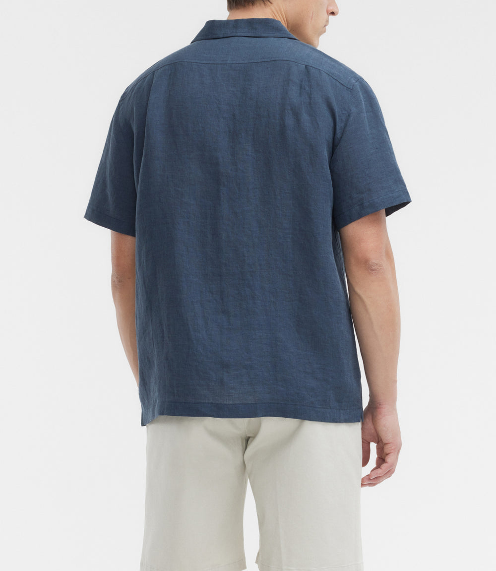 R.M.Williams Newman linen resort short sleeve shirt - Ink