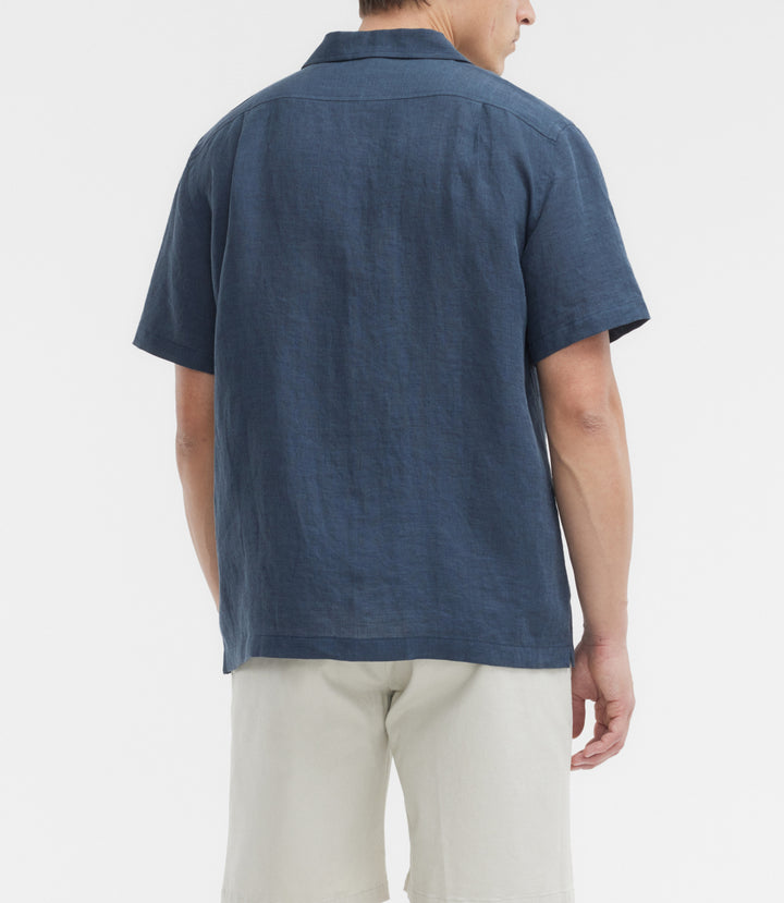 R.M.Williams Newman linen resort short sleeve shirt - Ink