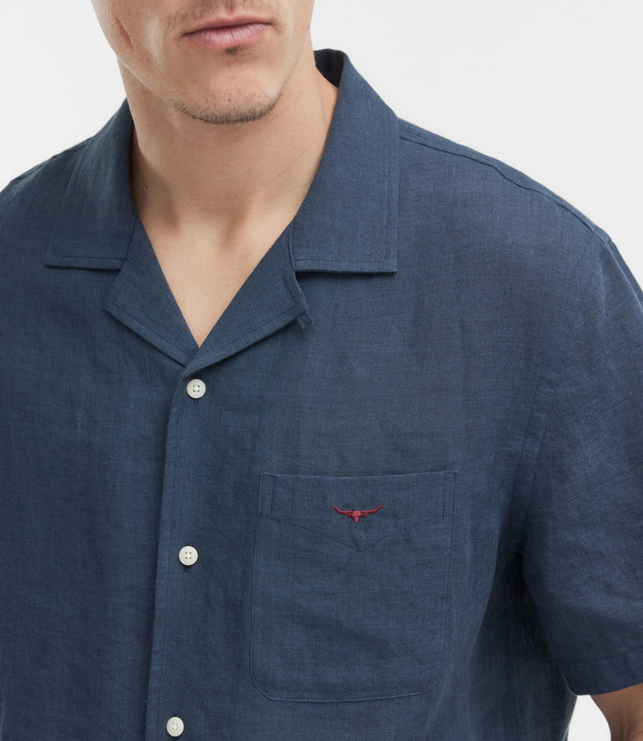 R.M.Williams Newman linen resort short sleeve shirt - Ink
