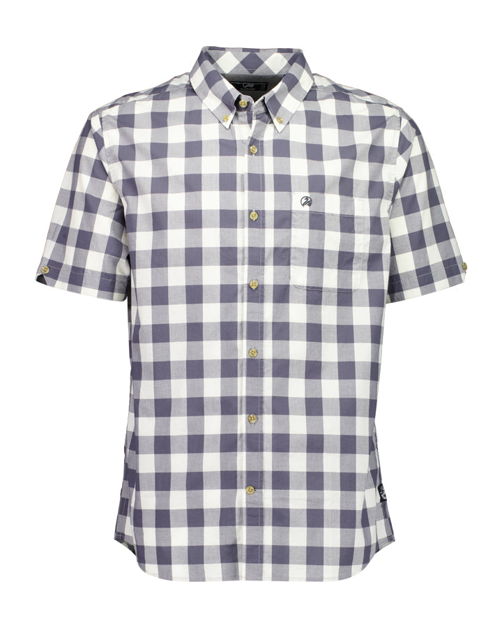 Swanndri Rings Beach Shirt in Ecru/Shadow, front