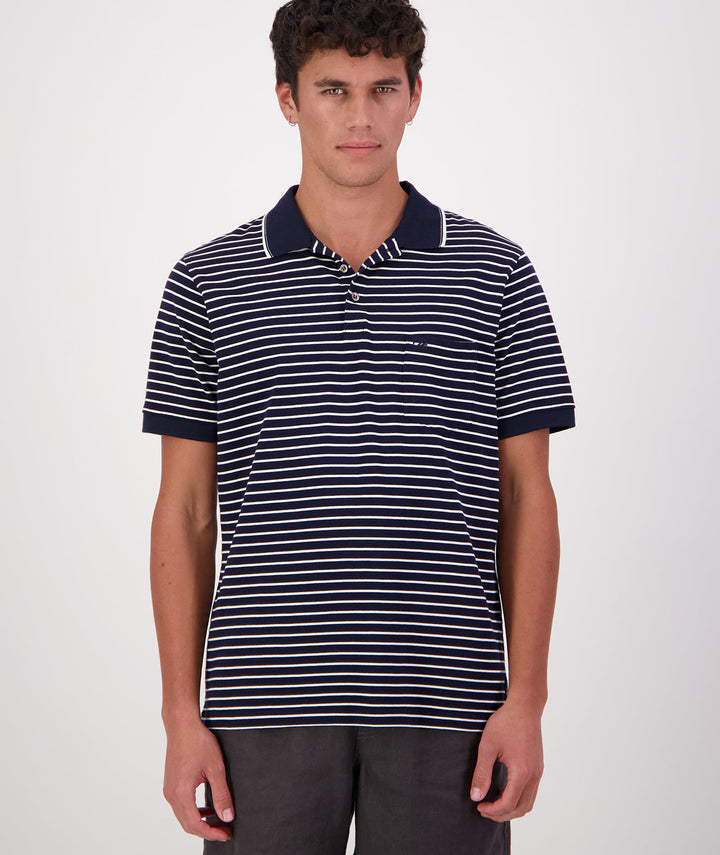 Swanndri - Carlisle Stripe Polo - Navy/White