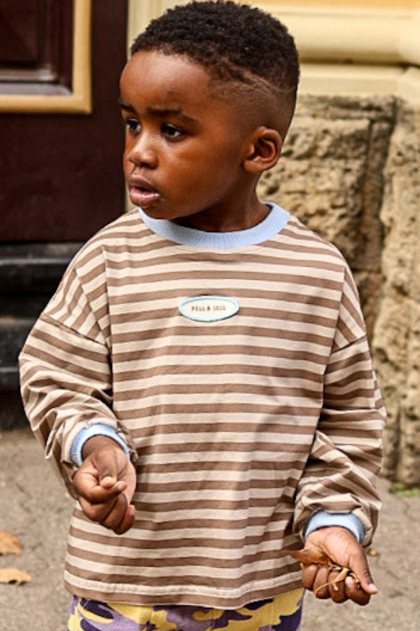 Poss &amp; Soss Stripe Long Sleeve Tee, Stone, view 5 of 9