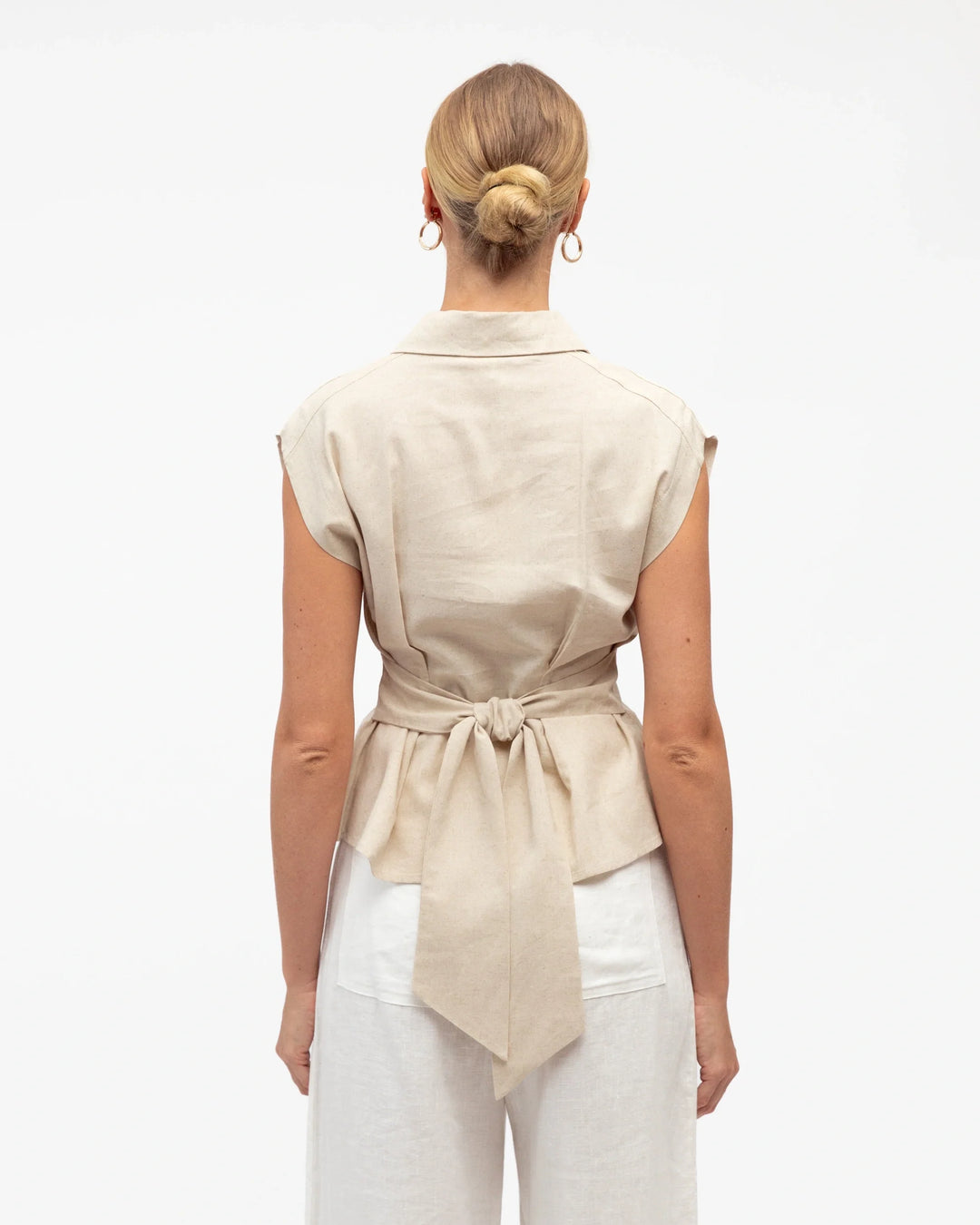 White Closet Linen Collared Top - Oatmeal - photo 4 of 4