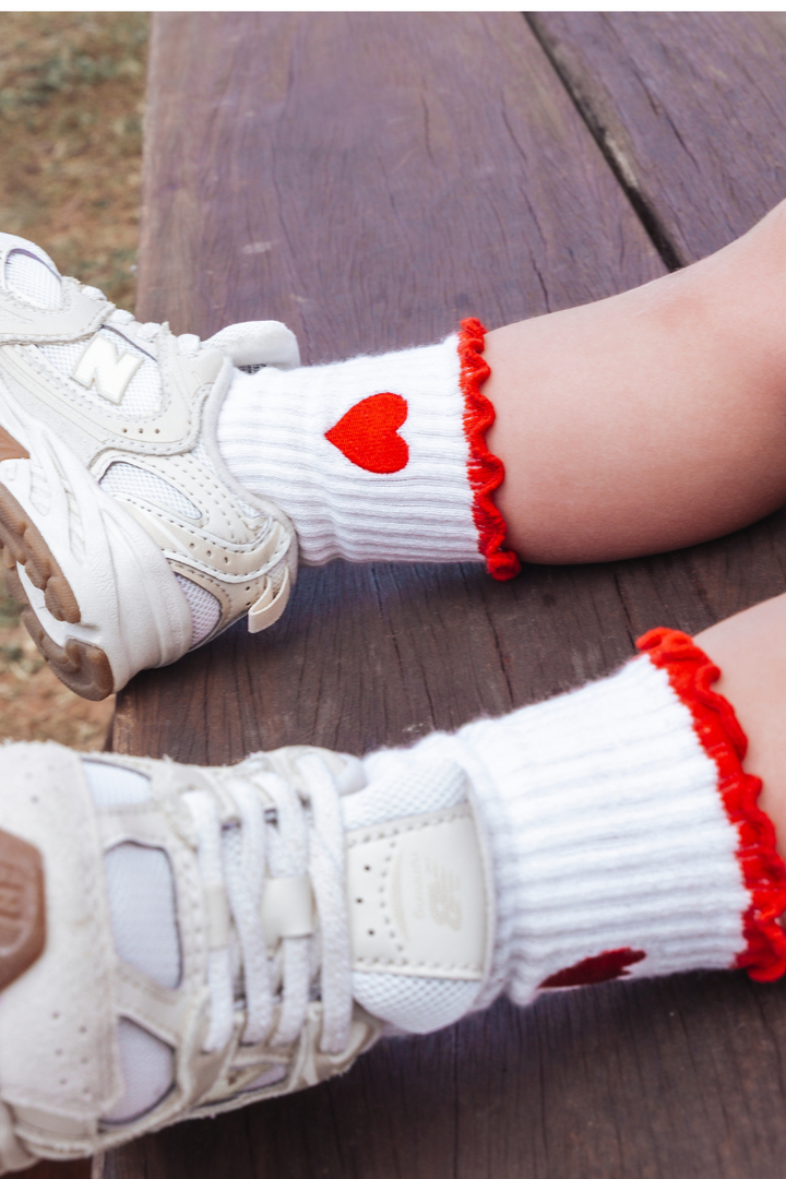 Poss &amp; Soss Heart Socks, Fiery Red, view 3 of 5