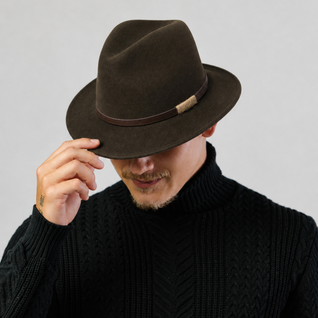 Evoke - Paterson Felt Fedora - Dark Khaki
