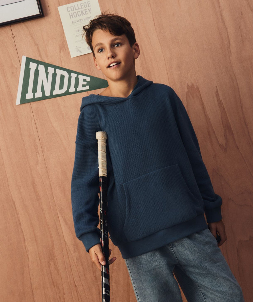 Industrie Kids - The Jackson Waffle Hoodie - Wash Ocean